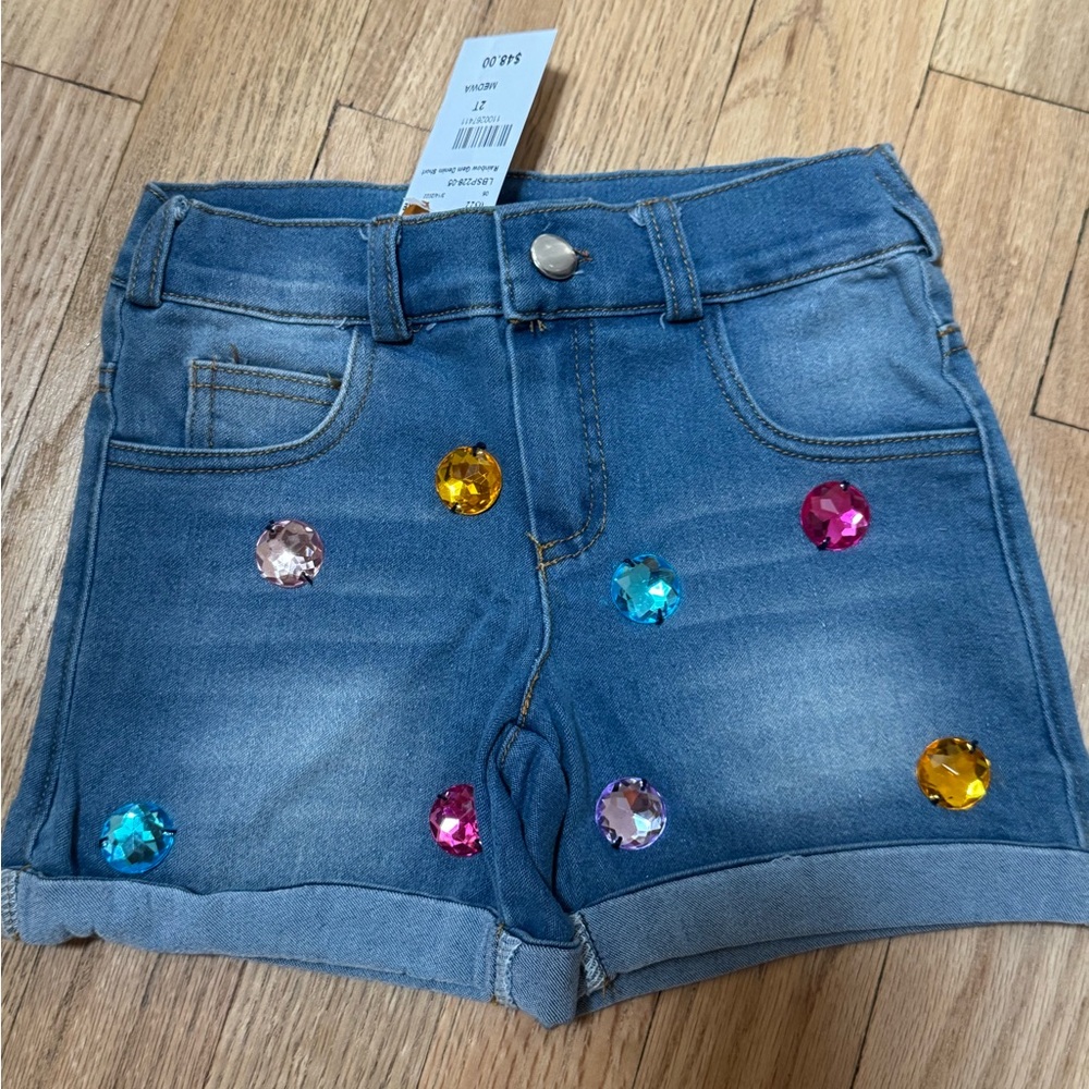 Lola + The Boys Blue and Pink Embellished Shorts